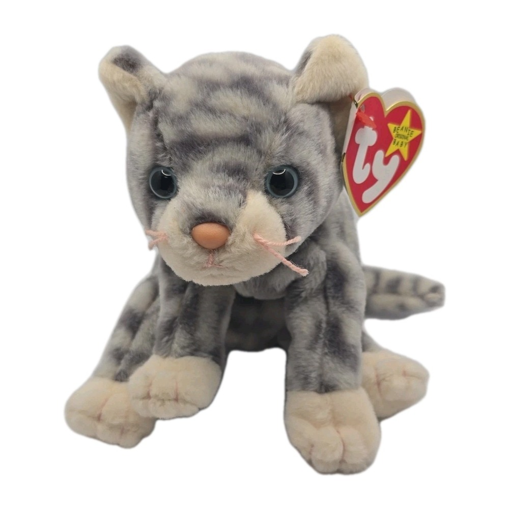 1999 Ty Beanie Baby "Silver"‎ Retired Grey Tabby Cat BB15